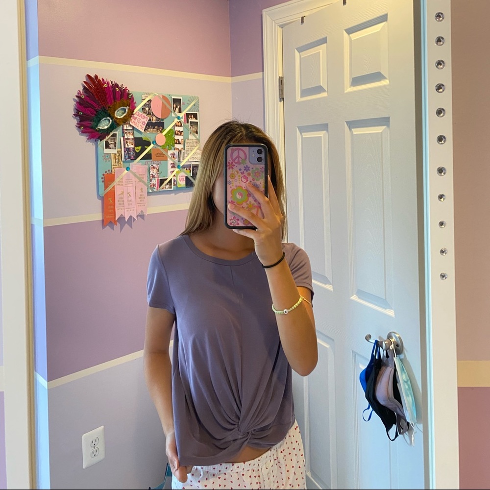 Purple soft knot tie shirt